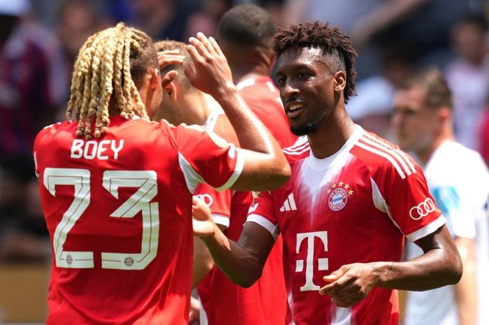 Kingsley Coman merayakan golnya ke gawang Auckland pada paga perdana Piala Dunia Klub 2025.