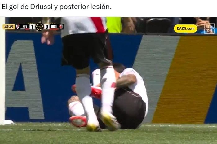 Sebastian Driussi mengalami cedera saat River Plate jumpa Urawa Reds pada laga perdana Piala Dunia Klub 2025.