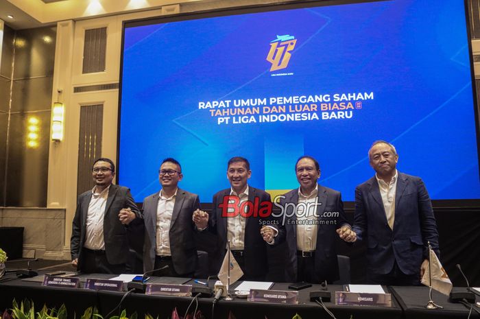 Suasana sesi jumpa pers RUPS PT LIB di Hotel Langham, Senayan, Jakarta, Senin (7/7/2025).