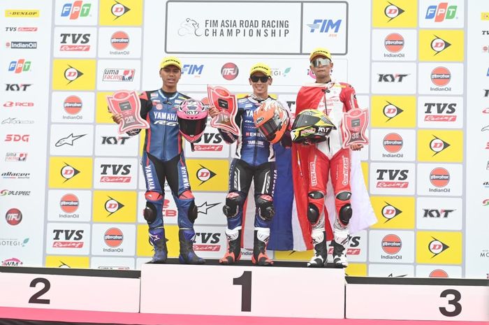Podium ketiga di kelas Supersport 600 berhasil didapatkan M. Adenanta Putra pada balapan pertama Asia Road Racing Championship seri Jepang, Sabtu (12/7/2025) di Sirkuit Motegi.