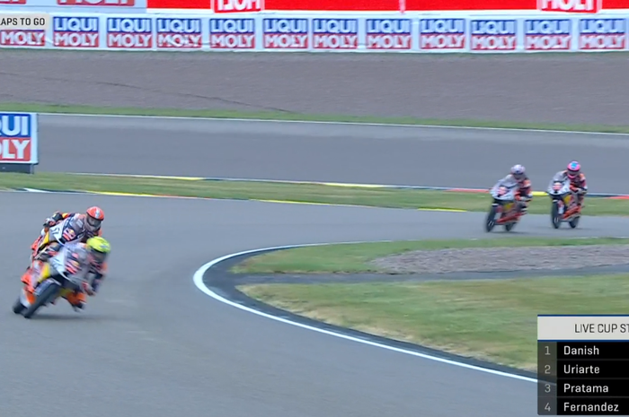 Race 1 sesi race 1 Red Bull Rookies Cup 2025 di Sachsenring, Jerman, Sabtu (12/7/2025).