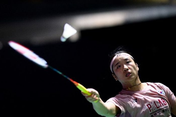 Pebulu tangkis tunggal putri Korea Selatan, An Se-young, pada perempat final Japan Open 2025  di Tokyo Metropolitan Gymnasium, Jepang,  Jumat (18/7/2025).
