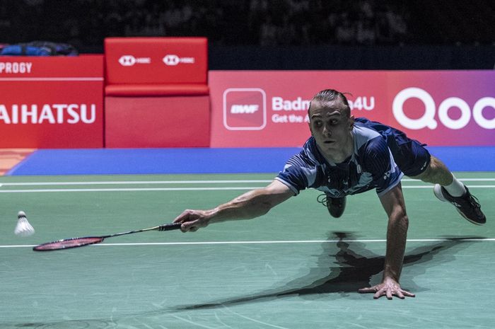 Pebulu tangkis tunggal putra Prancis, Alex Lanier, pada final Japan Open 2025 di Tokyo Metropolitan Gymnasium, 20 Juli.