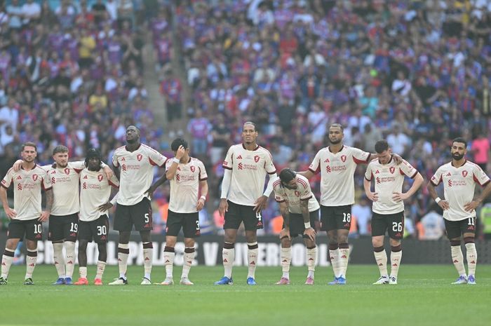 Liverpool kehilangan gelar Community Shield usai dikalahkan Crystal Palace pada duel di Wembley, London (10/8/2025).