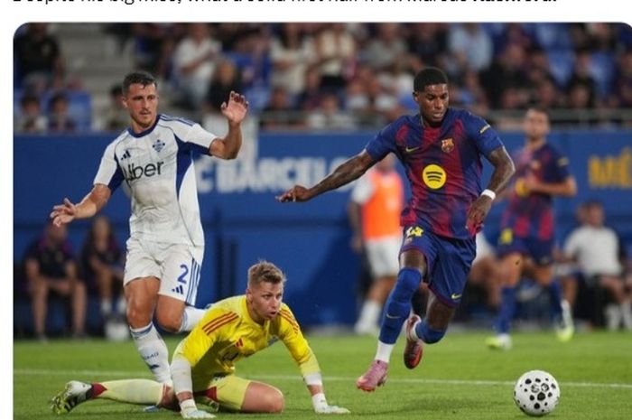 Marcus Rashford gagal mencetak gol dari peluang emas saat Barcelona menggebuk Como pada ajang Joan Gamper Trophy 2025.