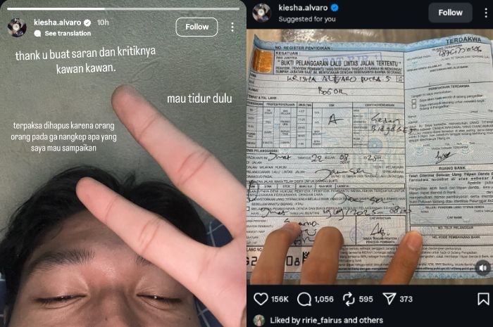 Kiesha Alvaro memperlihatkan surat tilang yang dia dapatkan dari pihak kepolisian baru-baru ini melalui Instagram pribadinya.