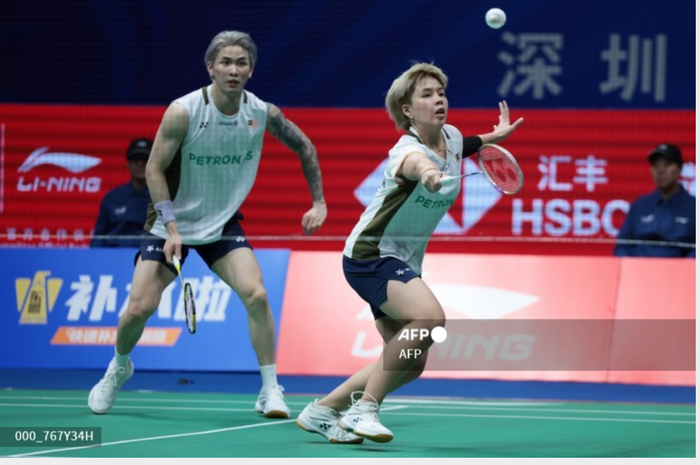 Pasangan ganda campuran Malaysia, Chen Tang Jie/Toh Ee Wei, pada semifinal China Masters 2025 di Shenzhen Arena, Sabtu (20/9/2025).