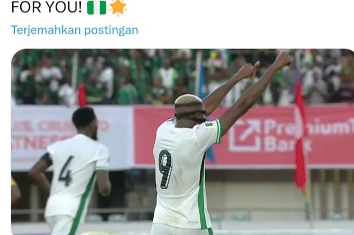 Victor Osimhen merayakan gol ke gawang Benin pada Kualifikasi Piala Dunia 2026.