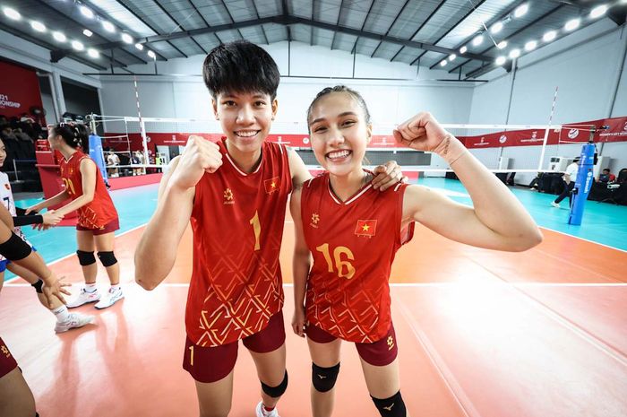 MIddle blocker timnas voli putri Vietnam, Le Nhu Anh (1) saat memperkuat tim pada Kejuaraan Dunia Voli U-21 2025.