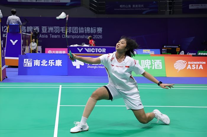 Tunggal putri Indonesia, Thalita Ramadhani Wiryawan, pada laga perdana melawan Hong Kong di Kejuaraan Beregu Asia 2026 di Conson Gymnasium, Qingdao, China, Rabu (4/2/2026).