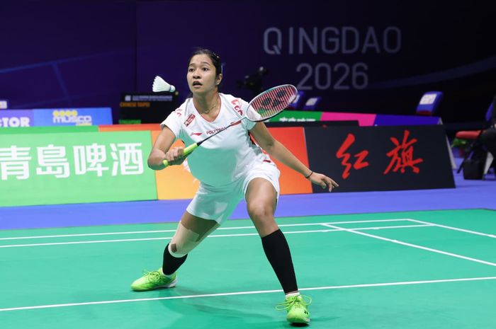 Pebulu tangkis tunggal putri Indonesia, Ester Nurumi Tri Wardoyo, pada partai kelima vs Hong Kong Kejuaraan Beregu Asia 2026 di Qingdao Conson Gymnasium, Qingdao, China, Rabu (4/2/2026).