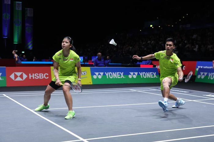 Aksi ganda campuran Indonesia, Jafar Hidayatullah/Felisha Alberta Nathaniel Pasaribu pada babak 32 besar All England Open 2026