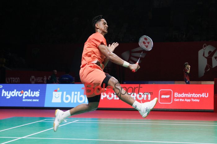 Alwi Farhan tampil pada Indonesia Open 2026 di Istora Senayan, Jakarta, Selasa (2/6/2026).