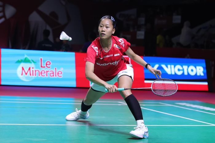 Pebulu tangkis tunggal putri Indonesia, Putri Kusuma Wardani, pada babak kedua Indonesia Open 2026 di Istora Senayan, Jakarta, Kamis (4/6/2026).