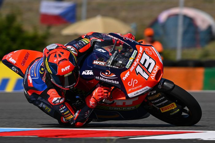 Pembalap Malaysia Hakim Danish saat menjalani uji coba Moto 3 Ceko 2026, Jumat (19/6/2026)