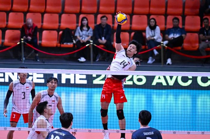 Tim voli putra Indonesia mengalahkan Qatar di Piala AVC 2026.