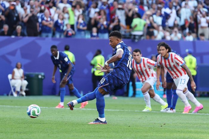 Kylian Mbappé mencetak gol lewat tendangan penalti dan mengantarkan Timnas Prancis meraih kemenangan atas Paraguay pada babak 16 besar Piala Dunia 2026, Minggu (5/7/2026) waktu Indonesia Barat.