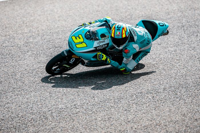 Pembalap Leopard Racing, Adrian Fernandez, pada Practice Moto3 Jerman 2026 di Sachsenring, Jerman, Jumat (10/7/2026).