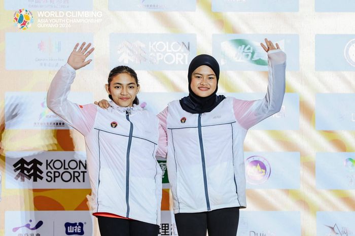 Pasangan Naura/Keyzia sukses mempersembahkan medali perunggu lewat nomor speed relay putri U-17 ajang World Climbing Asia Youth Championship 2026.