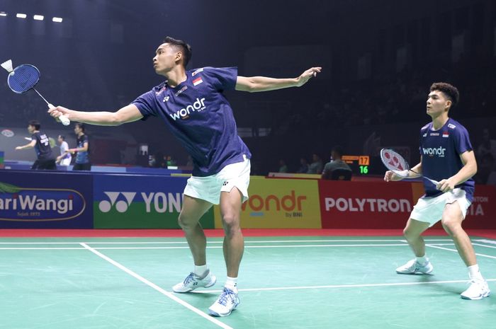 Ganda putra Indonesia, Ikhsan Lintang Pramudya/Aquino Evano Kennedy Tangka, ketika bertanding dalam perempat final Pontianak International Challenge 2026 di Pontianak, Kalimantan Barat, 28 Agustus 2026.