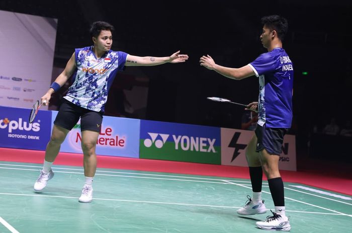 Pasangan ganda campuran Indonesia, Dejan Ferdinansyah/Apriyani Rahayu, pada semifinal Pontianak Indonesia International Challenge 2026 di GOR Terpadu, Ahmad Yani, Kalimantan Barat, Sabtu (29/8/2026).