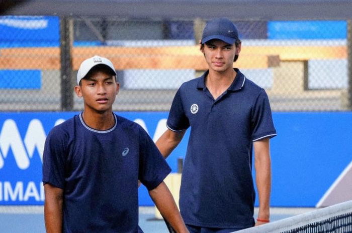 Dua petenis Indonesia Rafalentino Ali Da Costa/Ethan David Zapp