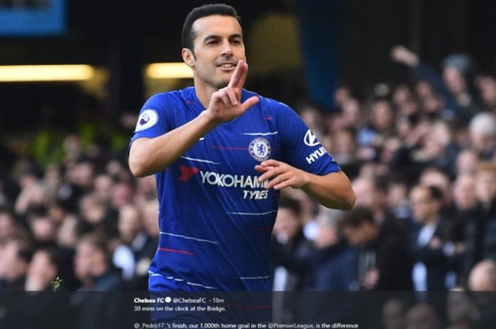 Pedro Rodriguez berhasil mencetak gol bagi Chelsea saat menjamu Fulham pada laga pekan ke-14 Liga Inggris 2018-2019, Minggu (2/12/2018), di Stadion Stamford Bridge.