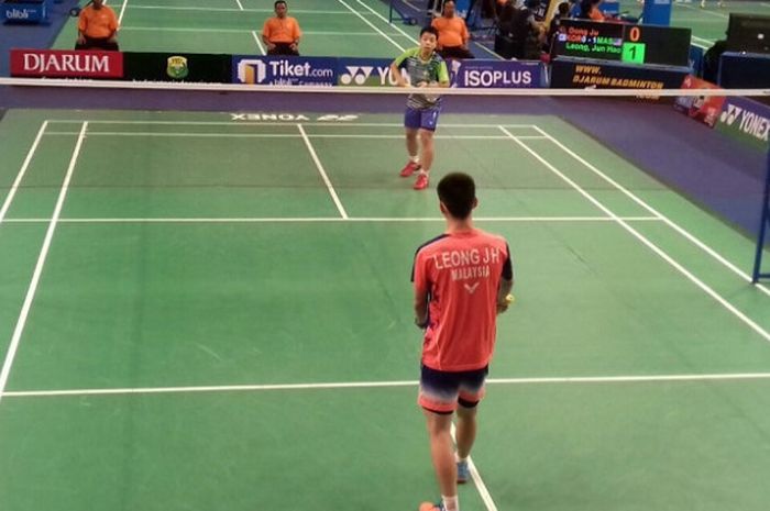 Tim Korea melawan Malaysia pada semifinal kategori beregu Kejuaraan Dunia Junior 2017 di GOR Among Rogo, Yogyakarta, Jumat (13/10/2017).