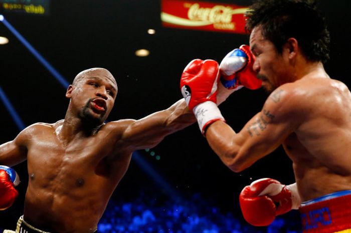 Pertarungan antara Mayweather vs Pacquiao di MGM Grand, Las Vegas, Amerika Serikat, pada 2 Mei 2015.