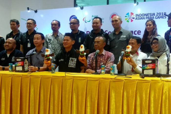 Panitia Pelaksana Asian Para Games 2018 (Inapgoc) menggelar konferensi pers di GBK Arena, Senayan, Jakarta, Kamis (20/9/2018).