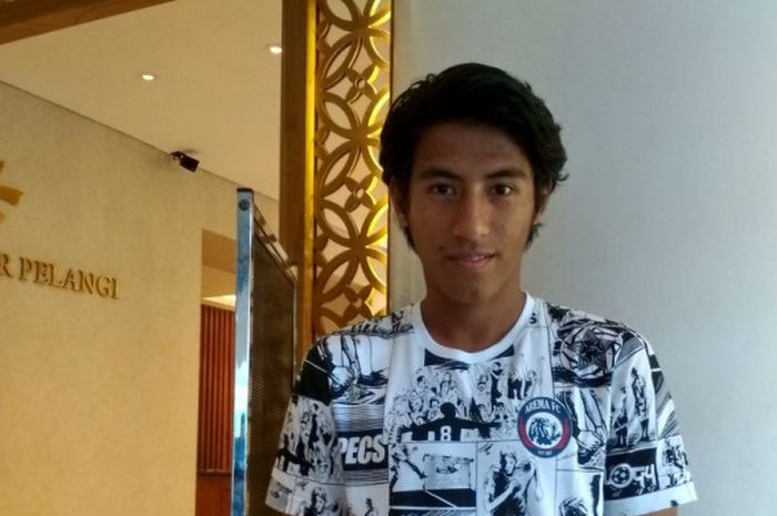 Pemain Arema FC, Hanif Sjahbandi saat ditemui BolaSport.com, Jumat (30/3/2018).