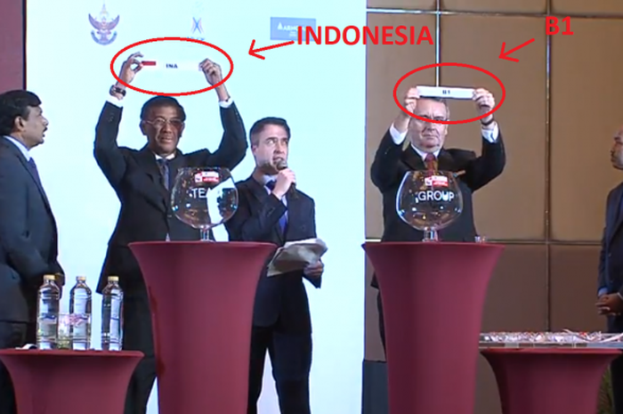 Drawing Piala Thomas 2018 di Arnoma Grand Hotel, Bangkok, Thailand pada Kamis (22/3/2018).