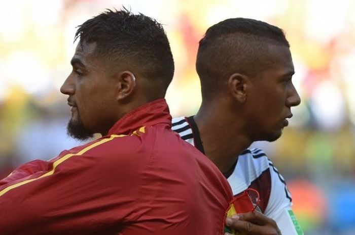 Jerome dan Kevin-Prince Boateng saling berhadapan dalam laga fase grup Piala Dunia 2014 di Brasil, pada 21 Juni 2014.