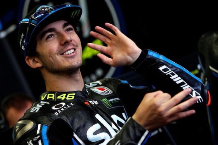 Pebalap Sky Racing Team VR46, Francesco Bagnaia, saat tes pramusim Moto2 di Sirkuit Jerez, Spanyol, Senin (12/2/2018).