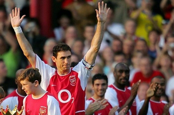 Martin Keown saat menghadiri laga testimonialnya di Stadion Highbury, pada 17 Mei 2004.