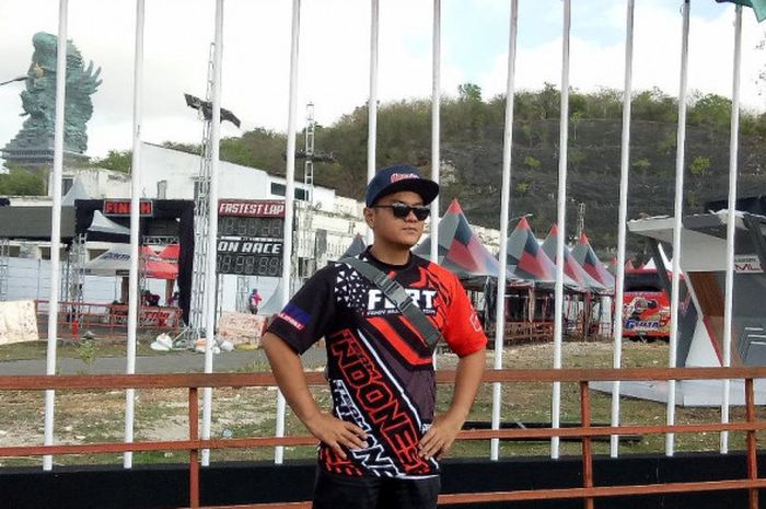 Pebalap slalom andalan Indonesia, Anjasara Wahyu, menjelang balapan di Garuda Wisnu Kencana pada Sabtu (11/8/2018)