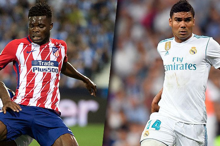 Gelandang Atletico Madrid, Thomas Partey (kiri), diharapkan kembali bisa menghadirkan pesta dalam laga derbi versus Real Madrid yang bakal dikawal Casemiro.