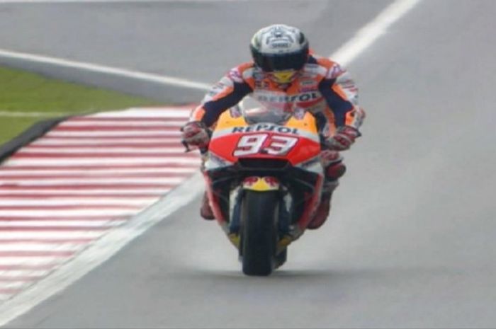 Marc Marquez saat tampil di MotoGP Malaysia 2017