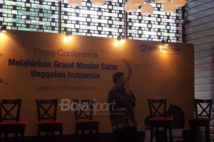 Ketua Umum PB Percasi 2017-2018, Utut Adianto di acara Konferensi Pers Melahirkan Grand Master Catur Unggulan Indonesia (Inspiring Youth United Tractors).