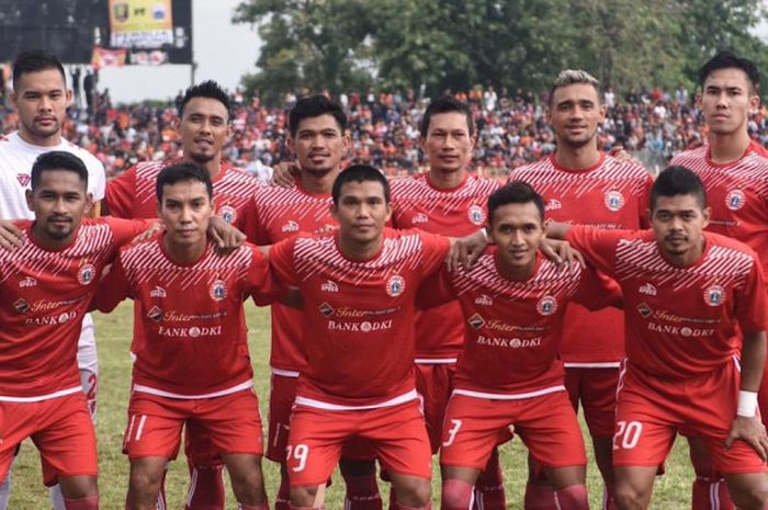 Starting XI Persija Jakarta pada laga amal babak pertama kontra Lampung All Star, di Stadion Way Halim, Lampung, Minggu (13/1/2019).