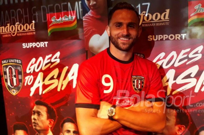 Penyerang Bali United, Ilija Spasojevic, di Senayan, Jakarta Pusat, Selasa (9/1/2018)