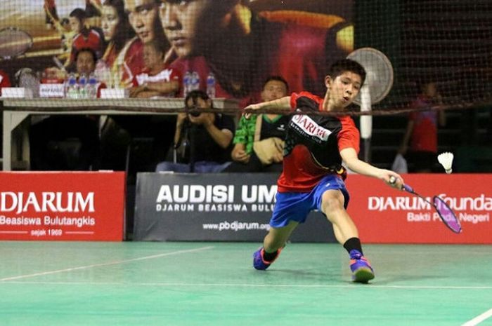 Salah satu peserta Audisi Djarum Bulu Tangkis 2017 di GOR Jati Kudus, Jumat (8/9/2017).