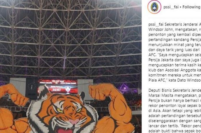 Koreografi Macan Raksasa The Jakmania di Instagram resmi PSSI