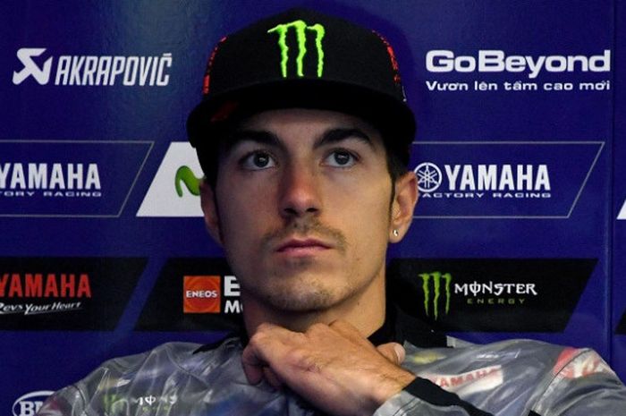 Pebalap Movistar Yamaha, Maverick Vinales, sedang bersiap-siap menjalani sesi latihan bebas ketiga GP Jepang di Twin Ring Motegi, Sabtu (14/10/2017).