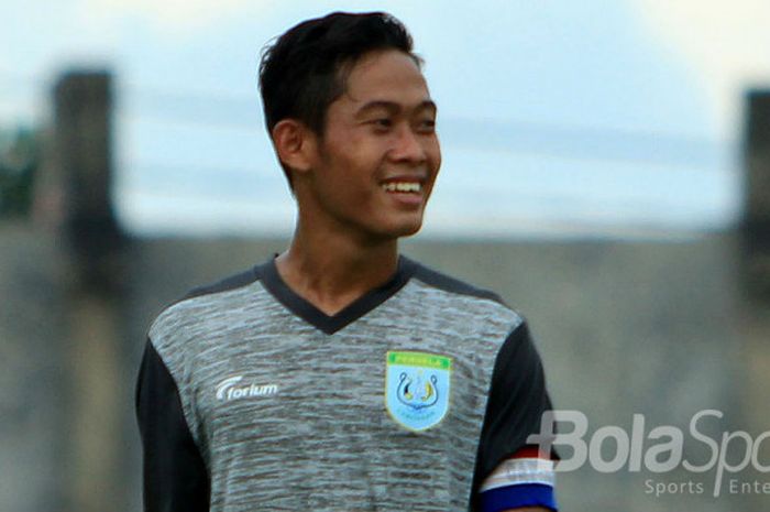 Ekspresi Birrul Walidain (Persela) dalam pertandingan Suramadu Super Cup 2018.