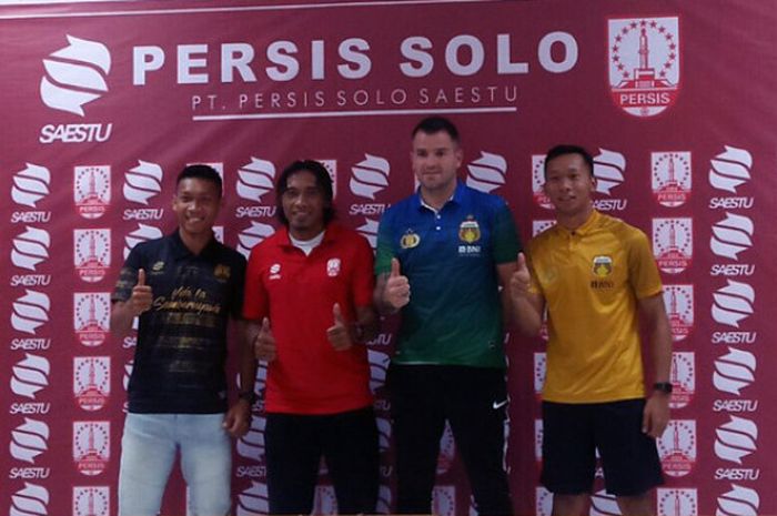 Press Conference laga uji coba Bhayangkara FC vs Persis Solo di Stadion Manahan, Solo, Sabtu (24/2/2018) siang. 