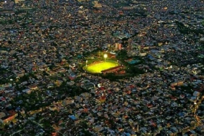 Penampakan Stadion Mattoangin, Makassar dari atas.