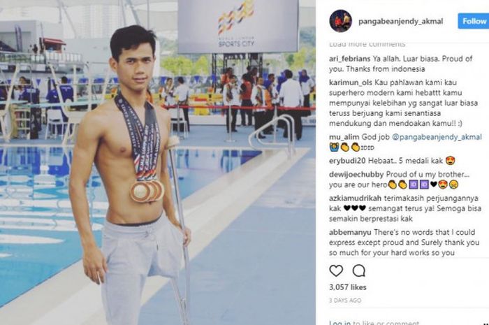 Jendi Pangabean, peraih lima medali emas di cabang olahraga renang ASEAN Para Games 2017 yang digela