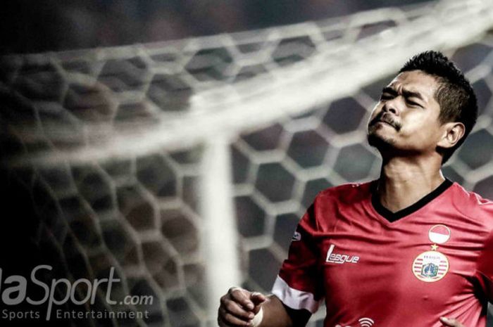 Ekpresi Bambang Pamungkas (Persija) dalam pertandingan Liga 1.