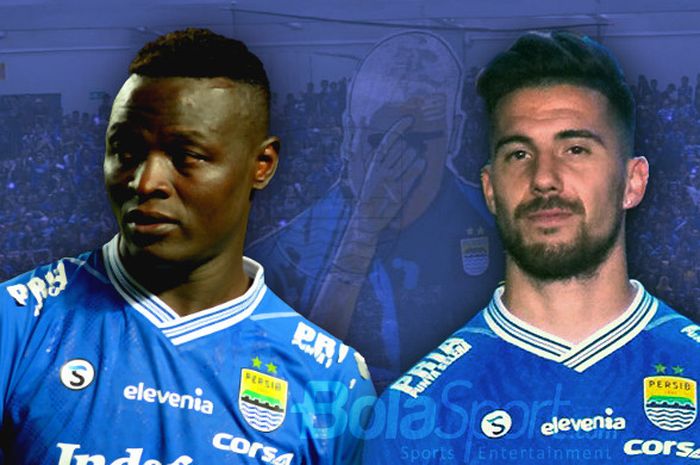       Duet lini depan Persib Bandung di Liga 1 2018, Ezechiel N'Douasel dan Jonathan Bauman.      